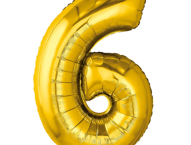 Balon cifra din folie "6" auriu foto